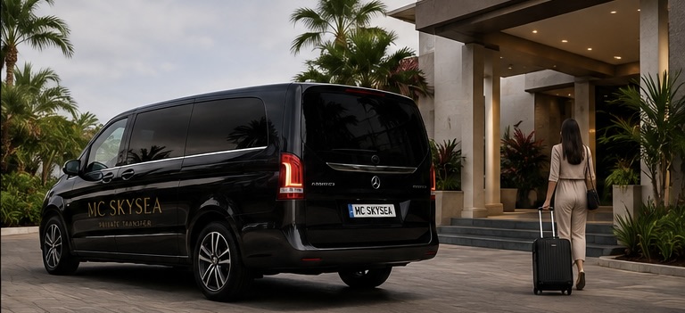 Van MC SKYSEA llegando a hotel